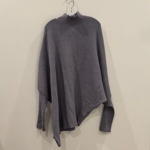 HALARA Gray asymmetrical batwing Turtleneck Sweater